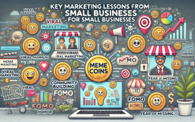 Small business team discussing memecoin-inspired marketing strategies