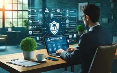 Small business owner selecting antivirus software on a computer