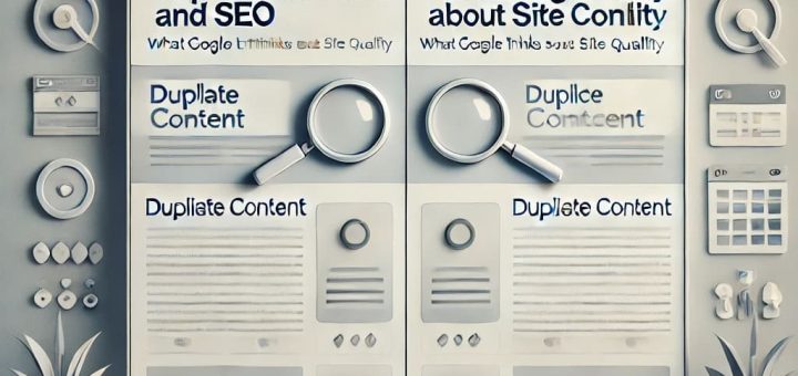 Split screen of two similar web pages representing duplicate content in SEO