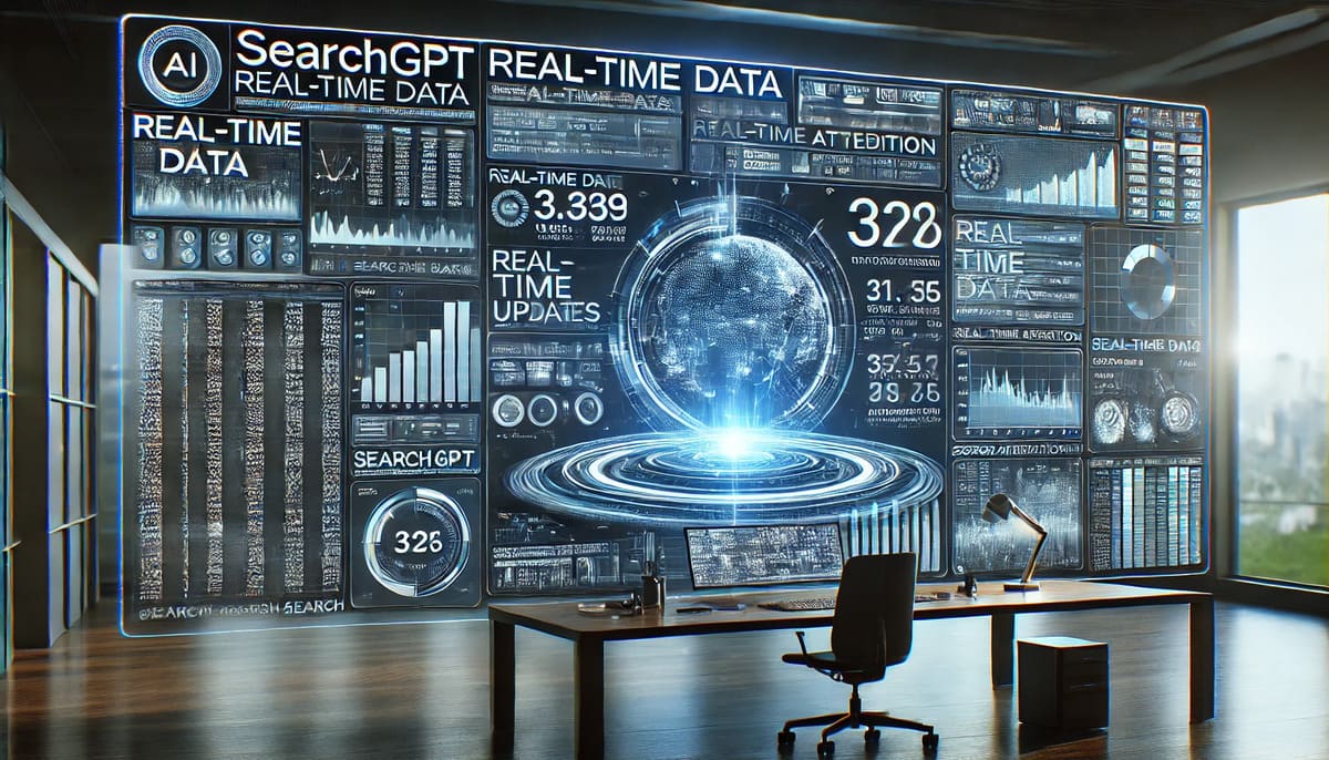 Digital workspace showing real-time data updates through ChatGPT’s SearchGPT feature.