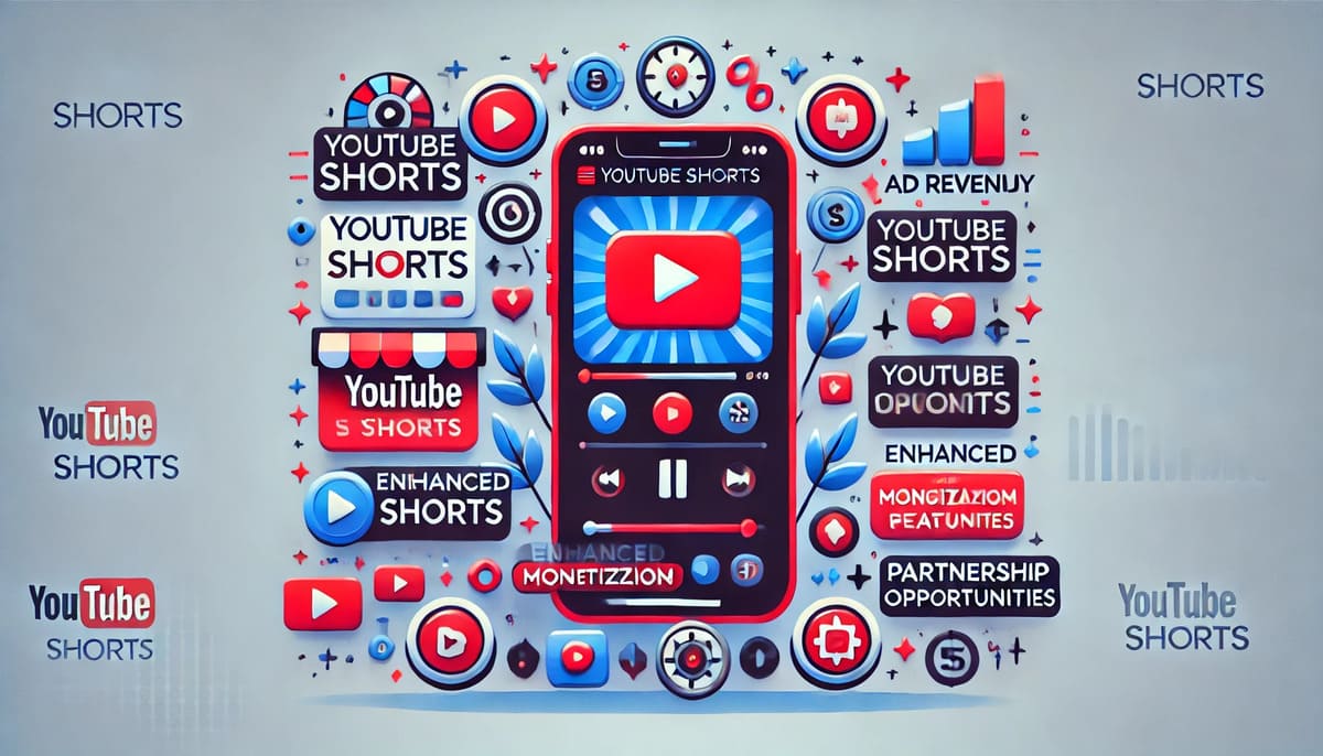 Illustration depicting YouTube's new ad formats and creator partnerships for Shorts monetization.