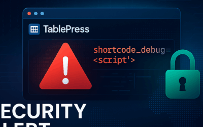 Security alert: TablePress WordPress plugin stored XSS via “shortcode_debug”; update to v3.2.1 or later.