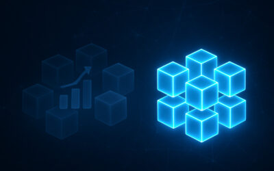 A 3D visualization of structured data flowing from a network into an AI search engine, illustrating the core concept of structured data SEO for AI search visibility.