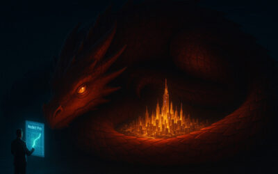 A conceptual image illustrating a new Reddit marketing strategy, showing a publisher using a "Reddit Pro" map to safely engage the "sleeping dragon" of Reddit's communities.